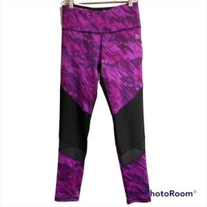 RBX Workout Running Leggings Black Mesh & Pink Purple Medium NWT